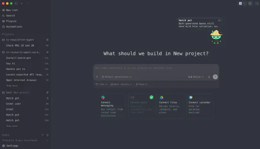 OpenAI Codex 桌面应用界面展示内置的动画宠物功能